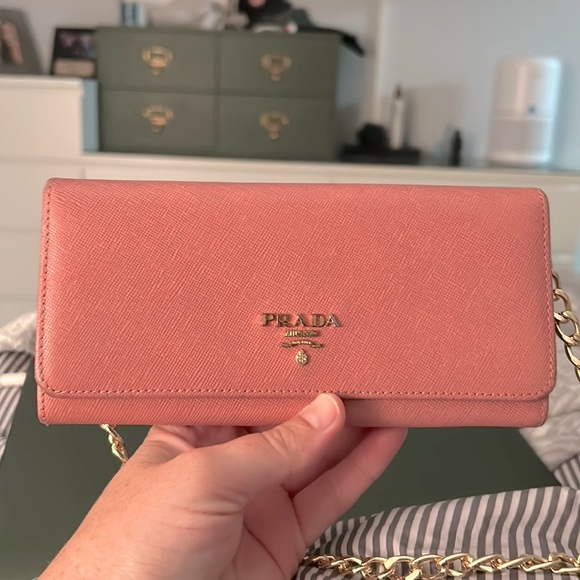 Prada Handbags - Prada double snap wallet with chain